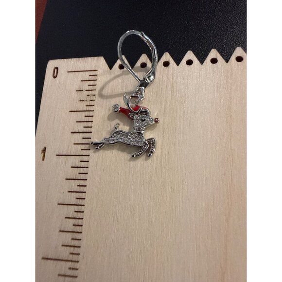 Rhinestone Reindeer Holiday Dangle Earrings Jewelry - Picture 4 of 4
